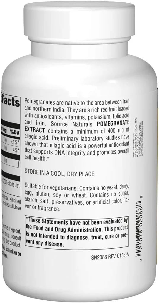 Source Naturals Pomegranate Extract, Antioxidant and 500 mg 400 mg 240 Tablets