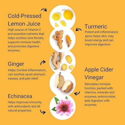 SMART Pressed Juice Immunity Wellness Drink with Organic Turmeric Curcumin Ginger Shot for Immune Support | Apple Cider Vi...