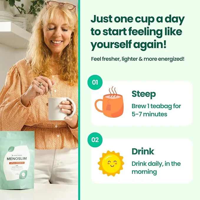 VoomVaya MenoSlim Tea - Hormone Balance Tea, Perimenopause & Estrogen Supplement for Women - for Bloating, Hot Flashes, Ni...