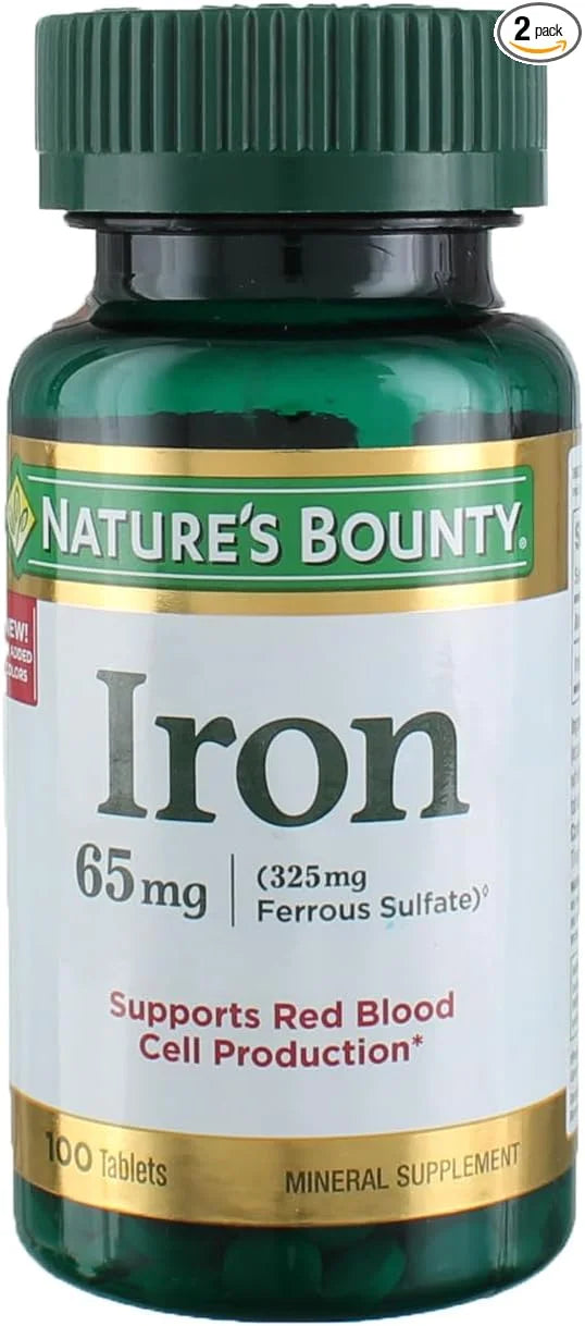 Nature's Bounty Iron 65 Mg.(325 mg Ferrous Sulfate), 100 Count (Pack of 2) - Product Image