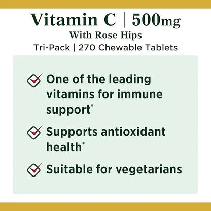Nature's Bounty Vitamin C Supplement 500 mg 500 mg, 90 Count, 3