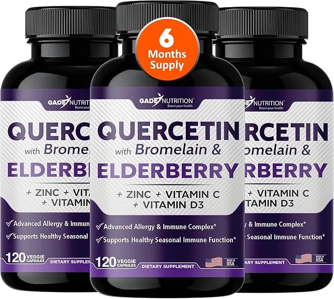 Quercetin with Vitamin C and Zinc 500mg - D3 - 6 in 1 Daily 6 Months