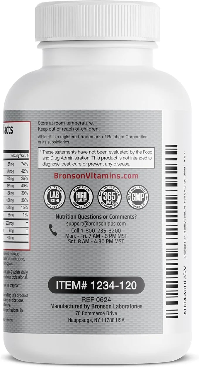 Bronson Bone Health & Strength Complex* 200 MCG K2 as MK7, Plus D3, and 120 Tablets