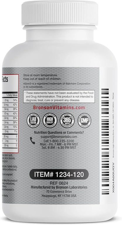 Bronson Bone Health & Strength Complex* 200 MCG K2 as MK7, Plus D3, and 120 Tablets