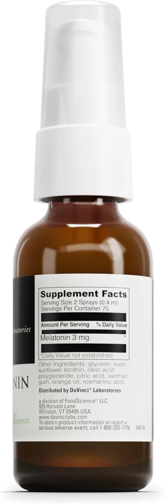 DAVINCI Labs Liposomal Melatonin Spray - Sleep Support Supplement - Bedtime Spray with 3mg Melatonin Per Serving, Fast-Act...