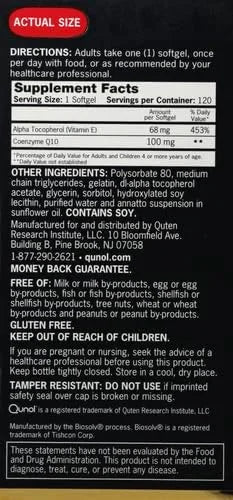 Qunol CoQ10 100mg Softgels, Ultra CoQ10 100mg, 3x 3x Better Q10 Vitamins 4 Month 120 Count