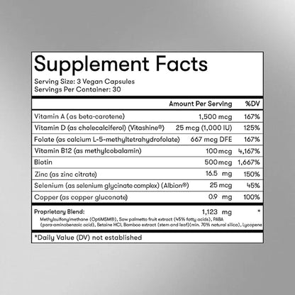 WELLBEL Men Clean Supplement for Hair, Skin, and Nails, Vegan, Gluten Free and Non GMO 90 Count - 3 Pack - Product Image
