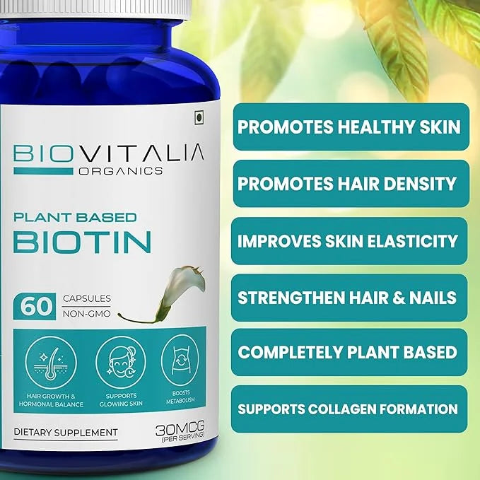 Plant Based Biotin Capsules for Hair, 60 Veg