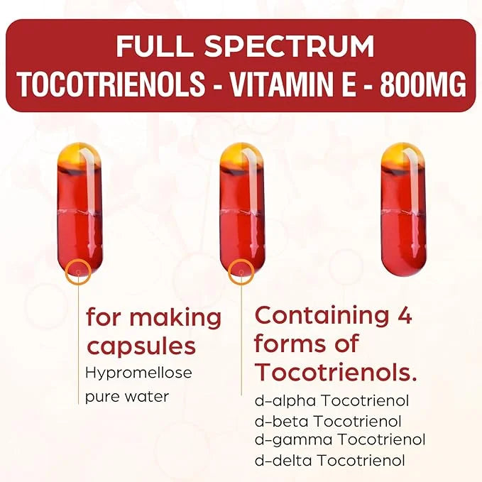 Tocotrienol Supplement Full Spectrum, Cutting-edge Fusion 800mg,Powerful Antioxidant,Cardiovascular,Highest 60 Liquid-Filled