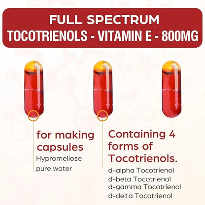 Tocotrienol Supplement Full Spectrum, Cutting-edge Fusion 800mg,Powerful Antioxidant,Cardiovascular,Highest 60 Liquid-Filled