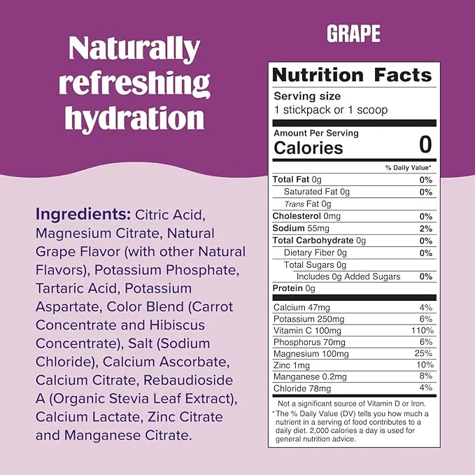 Ultima Replenisher Daily Electrolyte Powder Drink Mix – Grape, 90 Servings – Hydration Powder with 6 Key Electrolytes and ...