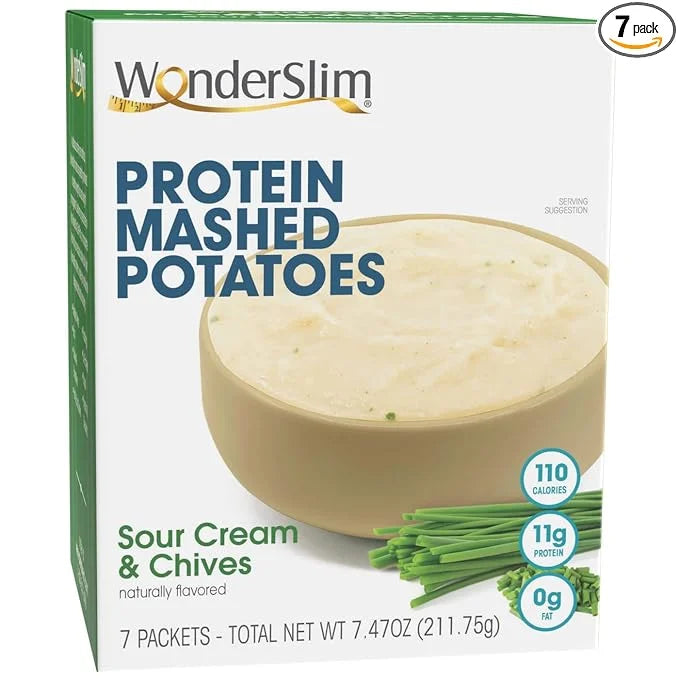 WonderSlim Instant Mashed Potatoes, Sour Cream & Chives, 11g Protein, No Fat, Gluten Free (7ct) - Product Image