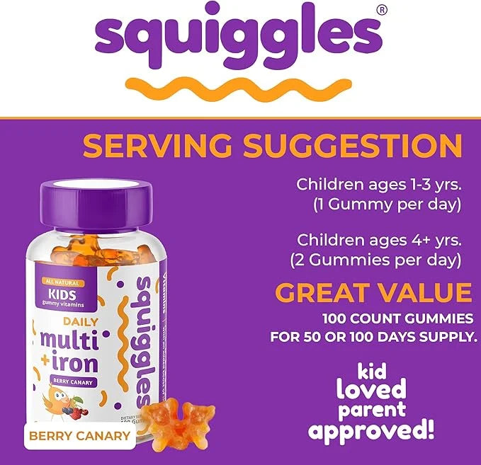 Kids Multivitamin + Iron Gummies 100ct.