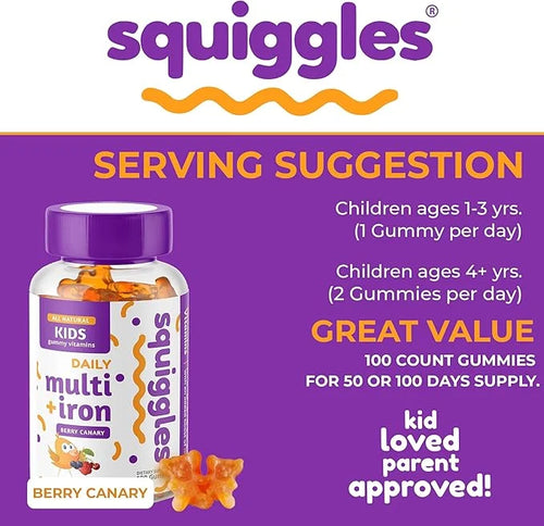 Kids Multivitamin + Iron Gummies 100ct.