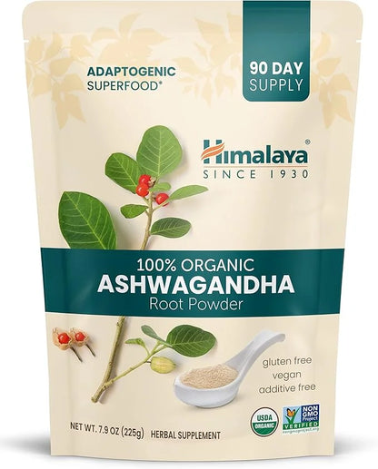 Himalaya Organic Ashwagandha Powder, Adaptogenic Superfood 7.9 oz, 3 Month