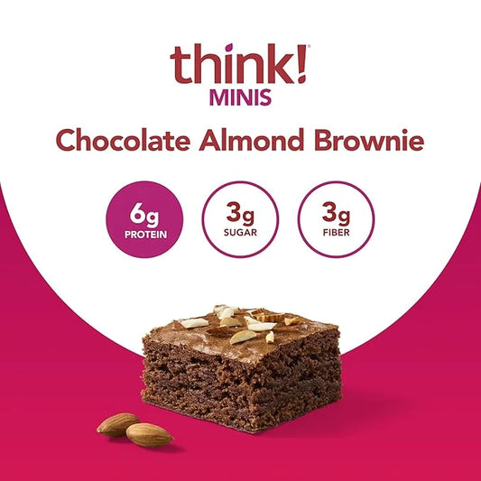 think! Minis Protein Snack Bar, Gluten Free, Chocolate Almond Brownie, 15 Count - Product Image