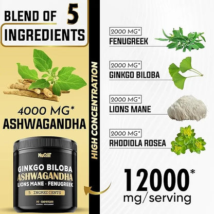 Ashwangdha Capsules 4000mg Fenugreek Seed 2000mg 2000mg & 90 Vegan