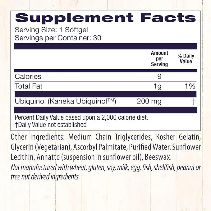 Healthy Origins Ubiquinol (Active form of CoQ10), 200 200 mg CoQ10 - 30 Softgels