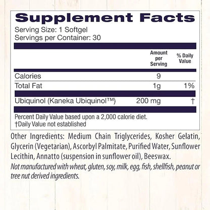 Healthy Origins Ubiquinol (Active form of CoQ10), 200 200 mg CoQ10 - 30 Softgels
