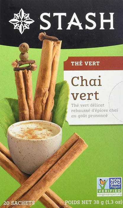Stash Tea Chai Green Tea - Caffeinated, Non-GMO Project Verified Premium Tea with No Artificial Ingredients, 20 Count (Pac...