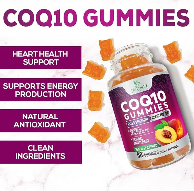 CoQ10 100mg Gummies Q10 Supplement, CoQ10 Gummies Q10 Gummy 60 Count Q10 Vitamins