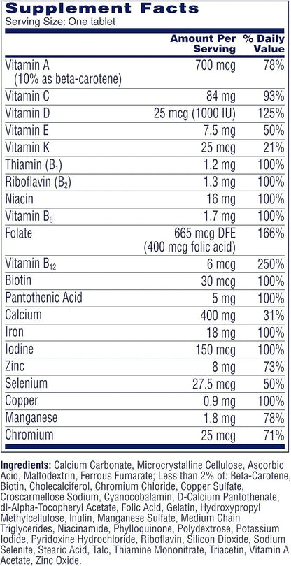 One A Day Women’s Multivitamin, Supplement B12, Biotin, 100 count