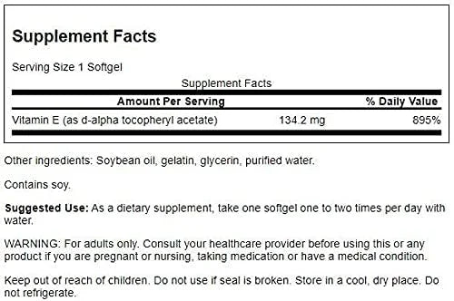 Swanson Natural Vitamin E (100 Softgels, 200IU Each)