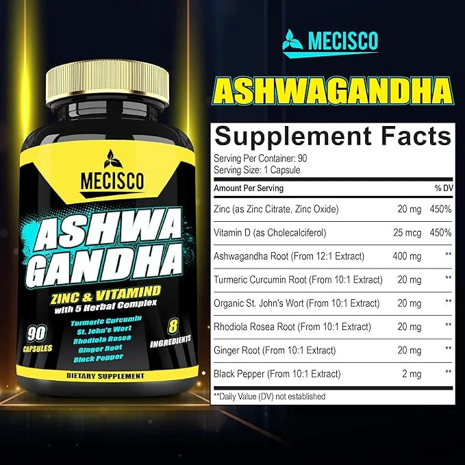 8in1 Organic Ashwagandha Supplements for Men 3 Month 5640mg with 90 Counts