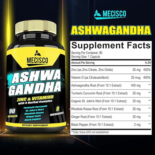 8in1 Organic Ashwagandha Supplements for Men 3 Month 5640mg with 90 Counts