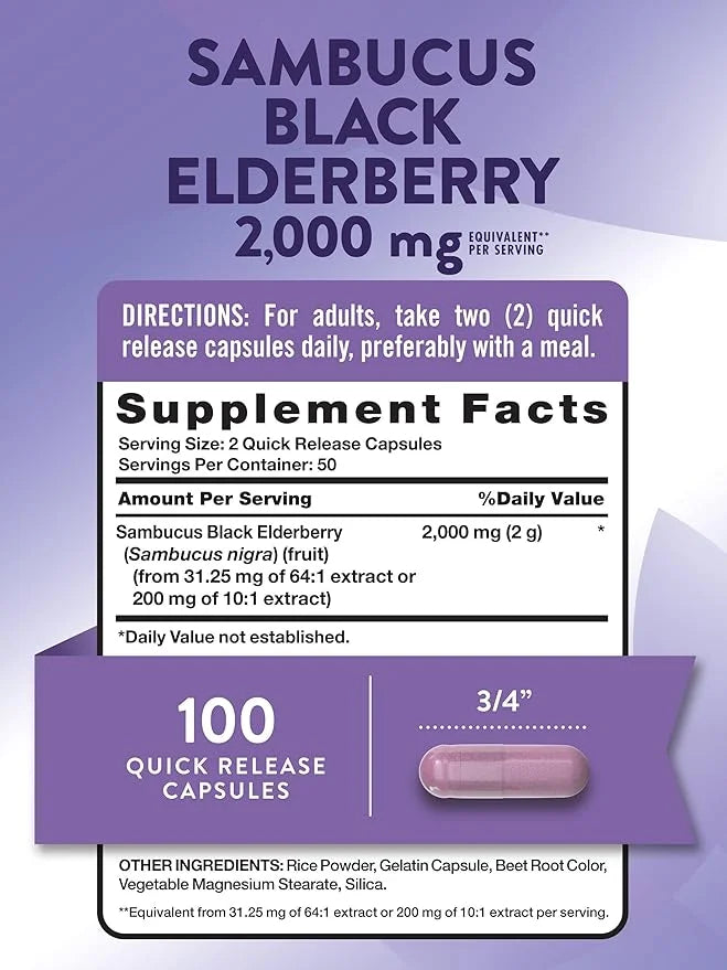 Nature's Truth Black Elderberry Capsules 100 Count