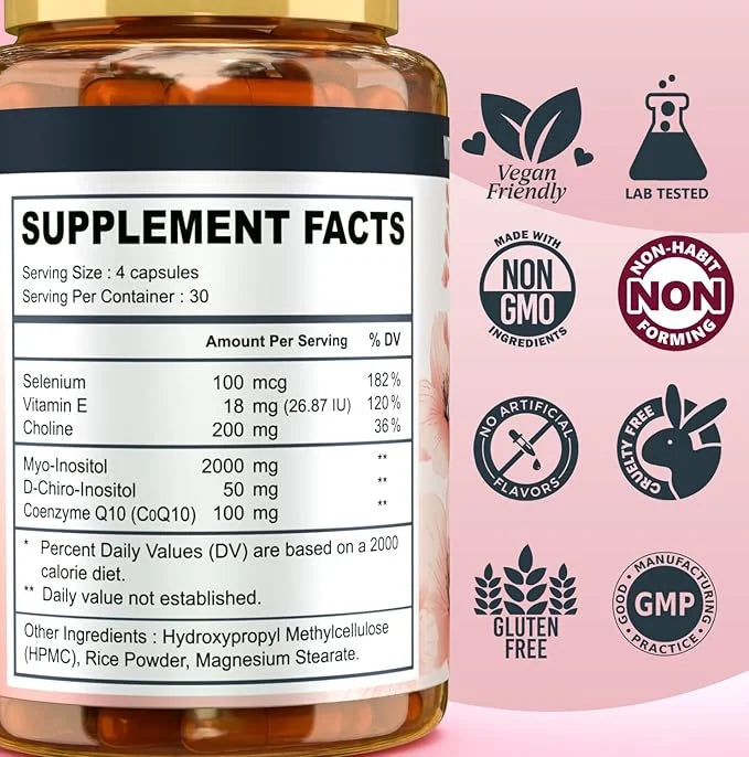 Myo-inositol & D-chiro Inositol Supplement for Women - Ideal 40:1 Ratio Complex for Fertility, Hormonal Balance, Menstrual...