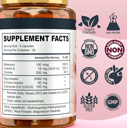 Myo-inositol & D-chiro Inositol Supplement for Women - Ideal 40:1 Ratio Complex for Fertility, Hormonal Balance, Menstrual...
