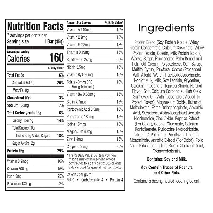 WonderSlim Meal Replacement Protein Bar, Caramel Cocoa, 15g Protein, 20 Vitamins & Minerals, Gluten Free (7ct) - Product I...