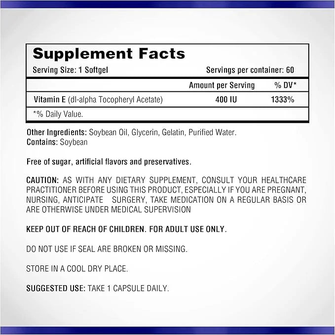 Vitamin E 60 Softgels 400 IU