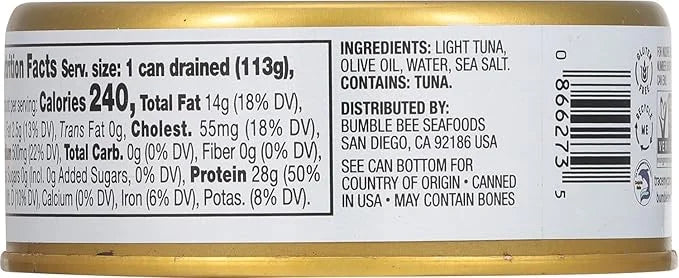 Bumble Bee Prime Tonno Tuna In Olive Oil, 5 oz Cans (Pack of 12) - Premium Wild Caught Yellowfin Ahi Tuna - 28g Protein Pe...