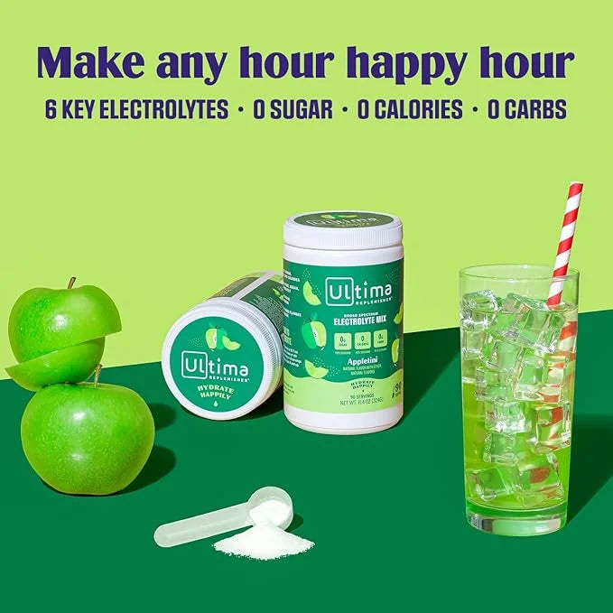 Ultima Replenisher Mocktini Electrolyte Powder Drink Mix – Appletini, 90 Servings – Hydration Powder with 6 Key Electrolyt...