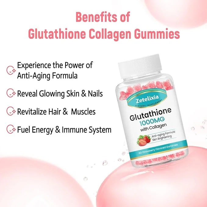 2 Pack Glutathione Collagen Gummies, Collagen 120 Count