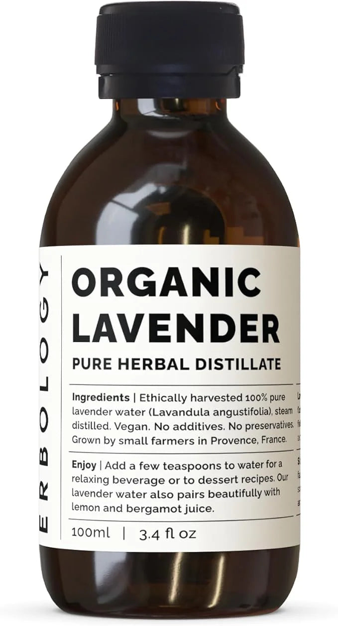 Erbology Organic Lavender Water 3.4 fl oz - Premium Food Grade Hydrolate of Lavender - Soothing and Relaxing - Non-GMO - R...