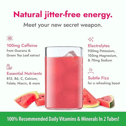 Zipfizz Daily Energy Drink Powder, Watermelon, 20 Pack | 3-in-1 Sustained Energy, Rapid Hydration, and Essential Vitamins ...