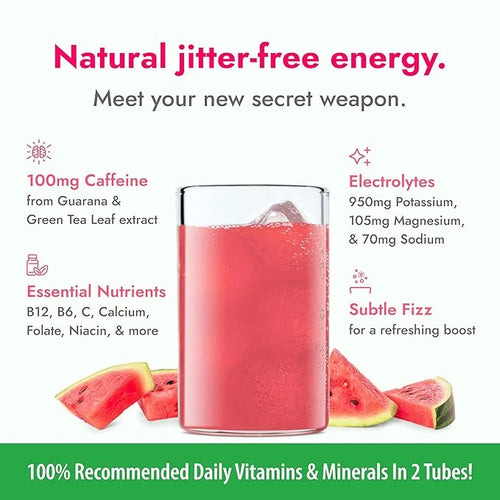 Zipfizz Daily Energy Drink Powder, Watermelon, 20 Pack | 3-in-1 Sustained Energy, Rapid Hydration, and Essential Vitamins ...