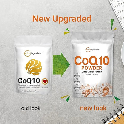Micro Ingredients Water Soluble COQ10 Supplement (COQ10 200mg 200mg Per 50 Grams (8 Months