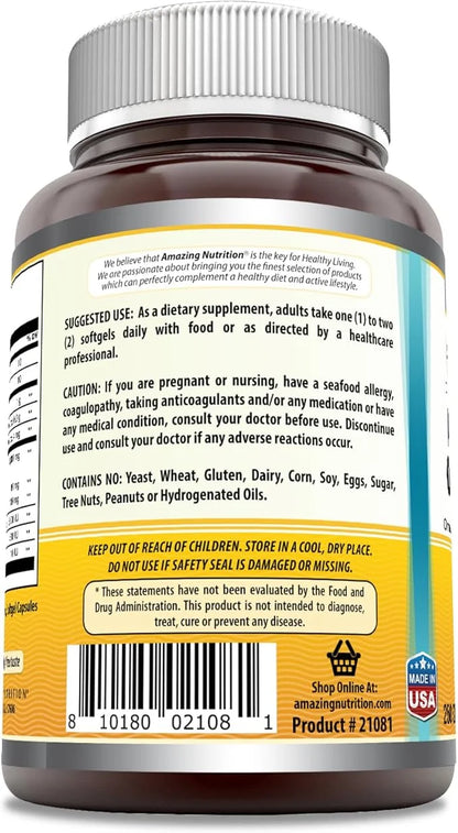 Amazing Omega Norwegian Cod Liver Oil 1000 Mg Omega-3, EPA, 250 Count)