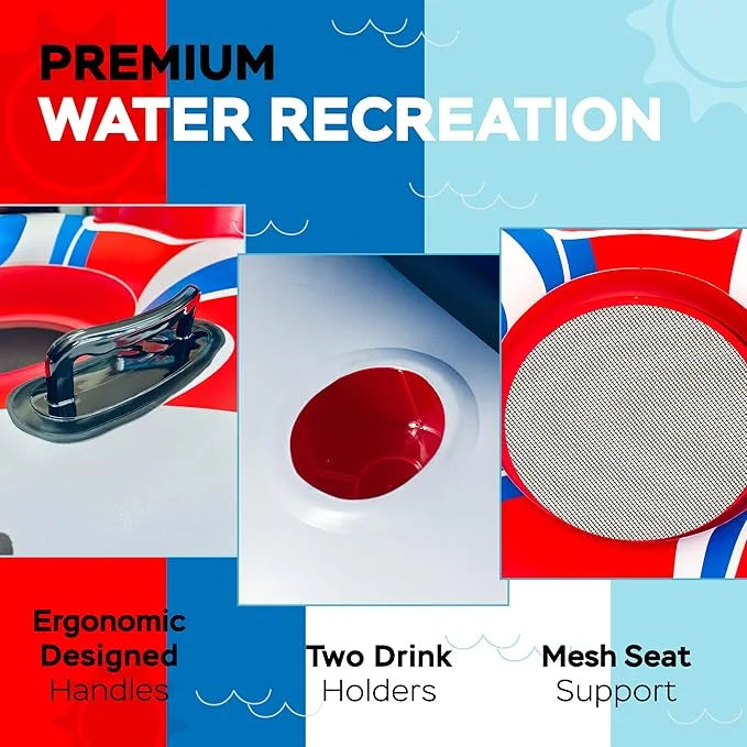 2025 New & Upgraded Sunlite Sports Heavy Duty River Tube Inflatable, Premium Water Float to Lounge Above Lake and River, O...
