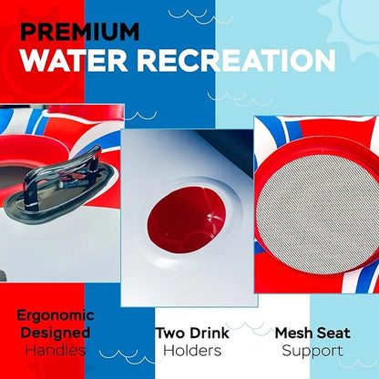 2025 New & Upgraded Sunlite Sports Heavy Duty River Tube Inflatable, Premium Water Float to Lounge Above Lake and River, O...