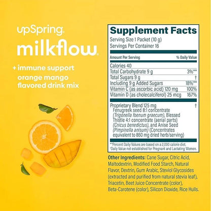 UpSpring Milkflow Immune Support Breastfeeding Supplement 16 Drink