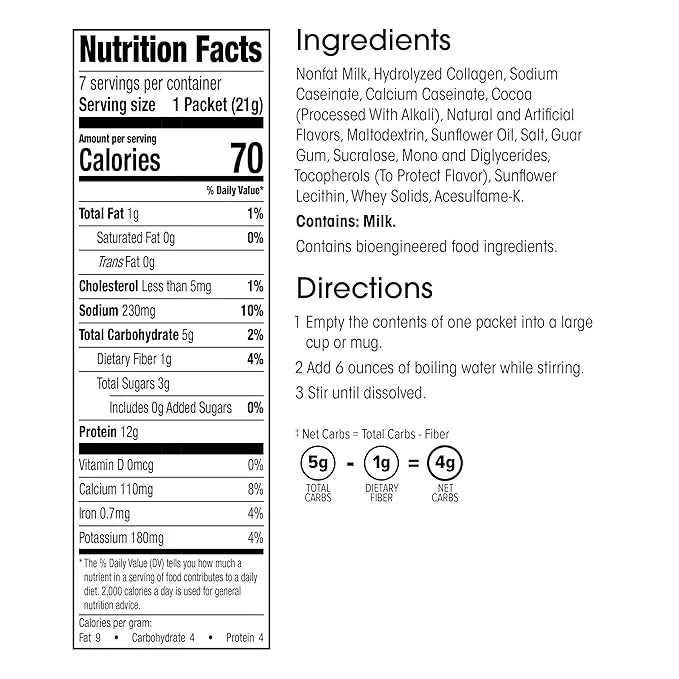 Wonderslim Protein Hot Chocolate, Hot Cocoa, Low Sugar, Low Carb, Keto Friendly & Gluten Free (7ct) - Product Image