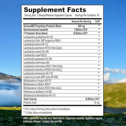 Asprega 30CT - Probiotic + Prebiotic Supplement | 17 Strains, 35 Billion CFUs | Delayed Release | Saccharomyces Boulardii ...