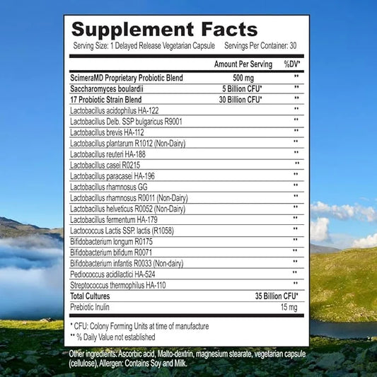 Asprega 30CT - Probiotic + Prebiotic Supplement | 17 Strains, 35 Billion CFUs | Delayed Release | Saccharomyces Boulardii ...