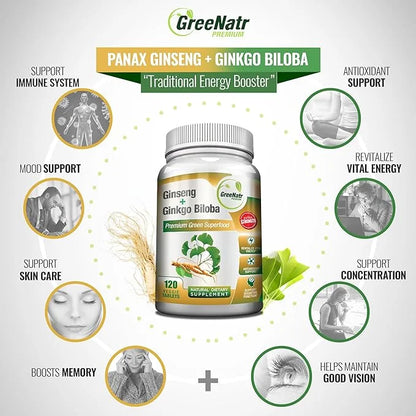 Panax Ginseng + Ginkgo Biloba Tablets (120 Tablets)