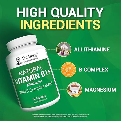 Dr. Berg Natural Vitamin B1 B6 B12 Complex B1 Supplement 8 Essential 60 Capsules